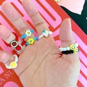 Beaded Rings set, pack of 8 rings, Party favors, Y2K rings, 2000 jewelry